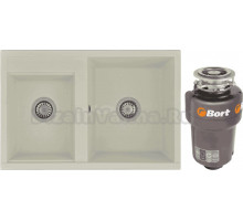 Комплект Мойка AQUATON Делия 78 DBL жемчуг + Измельчитель Bort Titan Max Power FullControl