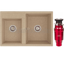 Комплект Мойка AQUATON Делия 78 DBL песочная + Измельчитель Emar ATC-WZB390A Compact