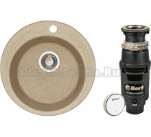 Комплект Мойка AQUATON Иверия песочная + Измельчитель Bort Master Eco Control
