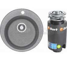 Комплект Мойка AQUATON Иверия серая + Измельчитель Bort Titan 4000