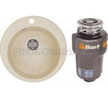 Комплект Мойка AQUATON Иверия шампань + Измельчитель Bort Titan 5000