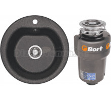 Комплект Мойка AQUATON Мида графит + Измельчитель Bort Titan 5000 Control