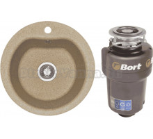 Комплект Мойка AQUATON Мида песочная + Измельчитель Bort Titan Max Power