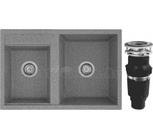 Комплект Мойка AQUATON Делия 78 DBL серая + Измельчитель Bone Crusher BC 610-AS