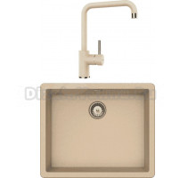 Комплект Мойка Schock Brooklyn 700994U 60 Cristalite лунный камень + Смеситель Cristalite Fonos лунный камень