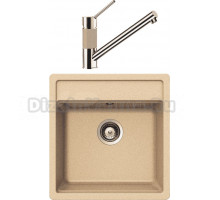 Комплект Мойка Schock Nemo 50 (N-100S) Cristalite лунный камень + Смеситель Cristalite SC-50 лунный камень