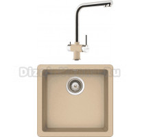 Комплект Мойка Schock Quadro 50 Cristalite лунный камень + Смеситель Cristalite Vitus лунный камень