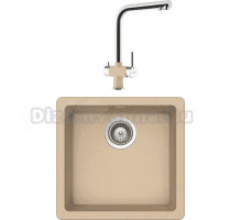 Комплект Мойка Schock Quadro 700516U 50 Cristalite лунный камень + Смеситель Cristalite Vitus лунный камень