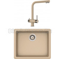 Комплект Мойка Schock Quadro 700524U 60 (N-100) Cristalite лунный камень + Смеситель Cristalite Wellus New лунный камень