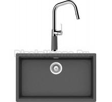 Комплект Мойка Schock Lahti 80 Cristalite баварский камень + Смеситель Cristalite SC-530-D выдвижной излив, баварский камень