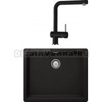 Комплект Мойка Schock Brooklyn 60 Cristalite неро + Смеситель Cristalite Epos-D выдвижной излив, неро