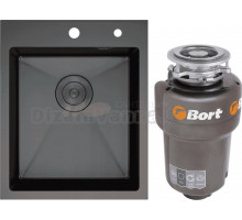 Комплект Мойка D&K DKS415006 графит + Измельчитель Bort Titan Max Power