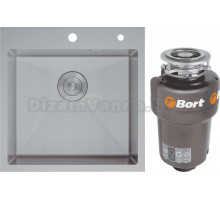 Комплект Мойка D&K DKS505004 сатин + Измельчитель Bort Titan Max Power FullControl