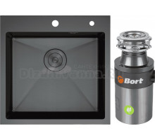 Комплект Мойка D&K DKS505006 графит + Измельчитель Bort Titan 4000 Plus