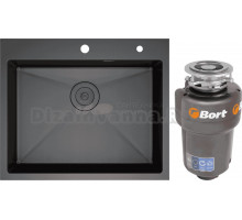 Комплект Мойка D&K DKS604506 графит + Измельчитель Bort Titan 5000 Control