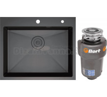 Комплект Мойка D&K DKS604506 графит + Измельчитель Bort Titan Max Power
