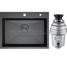 Комплект Мойка D&K DKS605006 графит + Измельчитель Zorg Inox D ZR-56 D