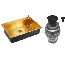 Комплект Мойка Emar PVD A EMB-125A PVD Nano Golden + Измельчитель Zorg ZR-75 D GRAFIT