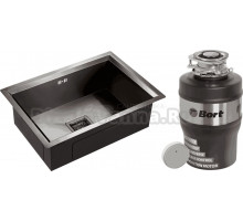 Комплект Мойка Emar PVD A EMB-129А PVD Nano Dark + Измельчитель Bort Alligator Max