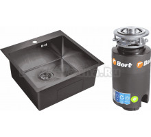 Комплект Мойка Emar PVD EMB-116 PVD Nano Dark + Измельчитель Bort Titan 4000