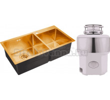 Комплект Мойка Emar PVD EMB-210 PVD Nano Golden + Измельчитель Status Premium 350