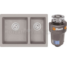 Комплект Мойка Emar Quartz EMQ-2665.PL Берилл + Измельчитель Bort Titan Max Power