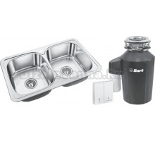 Комплект Мойка Emar Steel 401 + Измельчитель Bort Alligator Green