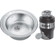 Комплект Мойка Emar Steel 490 + Измельчитель Bort Alligator Mega