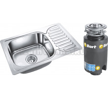 Комплект Мойка Emar Steel 6642 + Измельчитель Bort Titan 4000