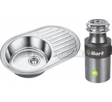 Комплект Мойка Emar Steel 7750 + Измельчитель Bort Titan 4000 Control