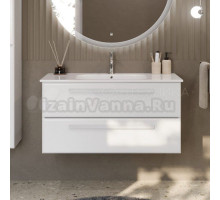 Тумба с раковиной Cezares Eco Cer 100 ручки сатин, bianco lucido