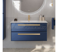 Тумба с раковиной Cezares Eco Cer 100 ручки сатиновое золото, sapfiro