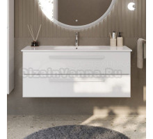 Тумба с раковиной Cezares Eco Cer 120 ручки сатин, bianco opaco