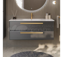 Тумба с раковиной Cezares Eco Cer 120 ручки сатиновое золото, grafito