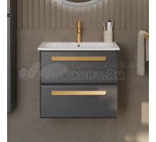 Тумба с раковиной Cezares Eco Cer 60 ручки сатиновое золото, grafito
