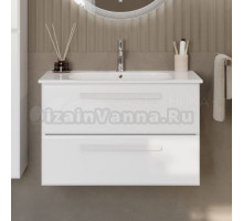 Тумба с раковиной Cezares Eco Cer 80 ручки сатин, bianco opaco