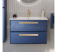 Тумба с раковиной Cezares Eco Cer 80 ручки сатиновое золото, sapfiro