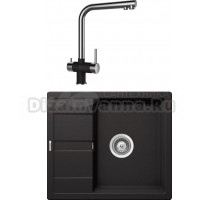 Комплект Мойка Schock Optima 45D Cristalite неро + Смеситель Cristalite Vitus неро