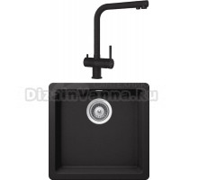 Комплект Мойка Schock Quadro 701046U 50 Cristalite неро + Смеситель Cristalite Vitus full colour неро