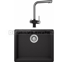 Комплект Мойка Schock Quadro 701047U 60 (N-100) Cristalite неро + Смеситель Cristalite Vitus неро