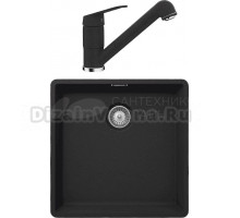 Комплект Мойка Schock Brooklyn 700785U 50 Cristalite оникс + Смеситель Cristalite Cosmo-D выдвижной излив, оникс