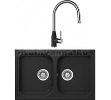 Комплект Мойка Schock Formhaus 80 Cristalite оникс + Смеситель Cristalite Kavus-D выдвижной излив, оникс