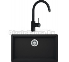 Комплект Мойка Schock Lahti 80 Cristalite оникс + Смеситель Cristalite Plutos-D выдвижной излив, оникс