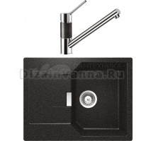 Комплект Мойка Schock Manhattan 45D Cristalite оникс + Смеситель Cristalite SC-50 оникс