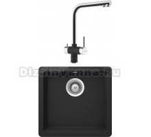 Комплект Мойка Schock Quadro 700509U 50 Cristalite оникс + Смеситель Cristalite Vitus оникс