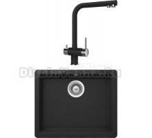 Комплект Мойка Schock Quadro 700517U 60 Cristalite оникс + Смеситель Cristalite Wellus New оникс