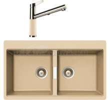 Комплект Мойка Schock Horizont 90 (N-200) Cristadur аворио + Смеситель Cristadur SC-510-D выдвижной излив, аворио