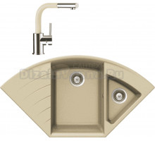 Комплект Мойка Schock Lotus 90С (С-150) Cristadur аворио + Смеситель Cristadur Nimbus-D выдвижной излив, аворио