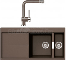 Комплект Мойка Schock Horizont 60D (D-150) Cristadur бронза + Смеситель Cristadur Piega бронза