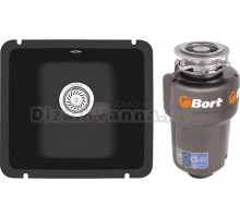 Комплект Мойка Granula 3601, черный + Измельчитель Bort Titan 5000